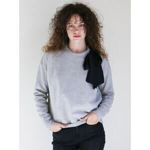 Frame Denim Bow Sweatshirt Crew Neck Pullover Casual Coquette Preppy Girly XS